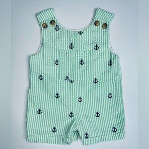 Classic Prep Baby Boy Green Nautical Shortall Size 6M